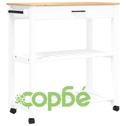 Кухненска количка MONZA 84x40x90 см борово дърво масив ➤ топ цена ➤ sorbe.bg