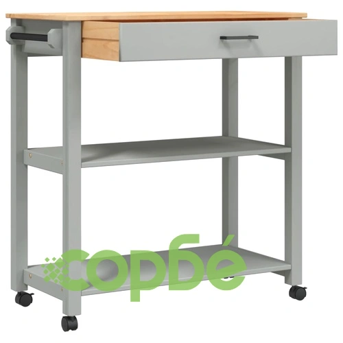 Кухненска количка MONZA 84x40x90 см борово дърво масив ➤ топ цена ➤ sorbe.bg