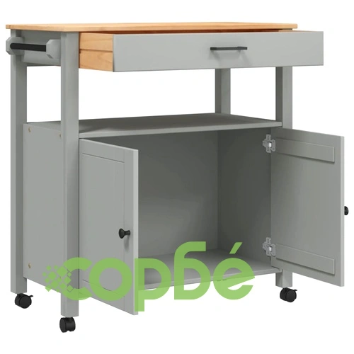 Кухненска количка MONZA 84x40x90 см борово дърво масив ➤ топ цена ➤ sorbe.bg