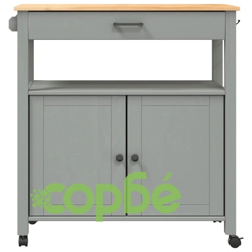 Кухненска количка MONZA 84x40x90 см борово дърво масив ➤ топ цена ➤ sorbe.bg