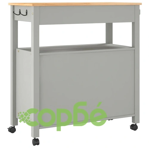 Кухненска количка MONZA 84x40x90 см борово дърво масив ➤ топ цена ➤ sorbe.bg