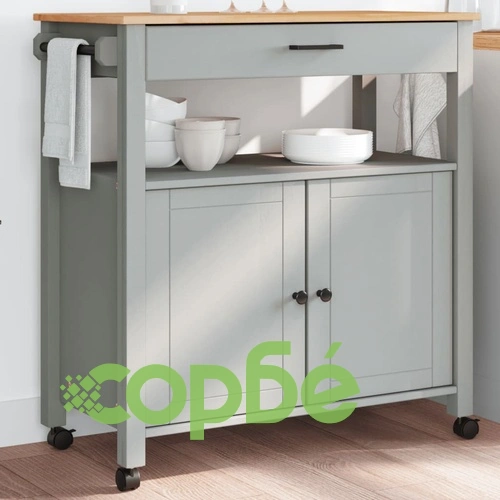 Кухненска количка MONZA 84x40x90 см борово дърво масив ➤ топ цена ➤ sorbe.bg