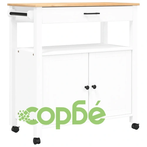 Кухненска количка MONZA 84x40x90 см борово дърво масив ➤ топ цена ➤ sorbe.bg