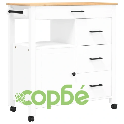 Кухненска количка MONZA 84x40x90 см борово дърво масив ➤ топ цена ➤ sorbe.bg