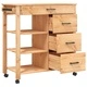 Кухненска количка MONZA 84x40x90 см борово дърво масив