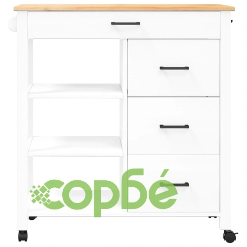 Кухненска количка MONZA 84x40x90 см борово дърво масив ➤ топ цена ➤ sorbe.bg