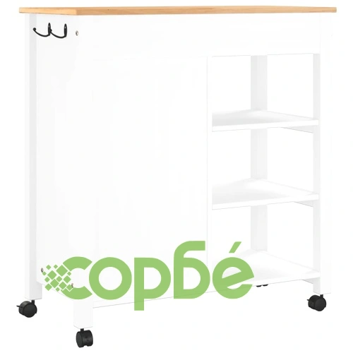 Кухненска количка MONZA 84x40x90 см борово дърво масив ➤ топ цена ➤ sorbe.bg