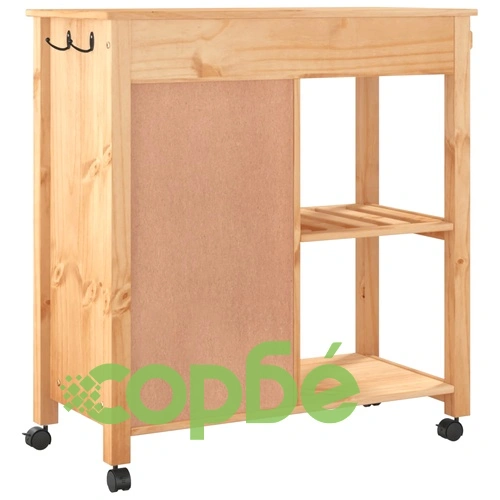 Кухненска количка MONZA 84x40x90 см борово дърво масив ➤ топ цена ➤ sorbe.bg
