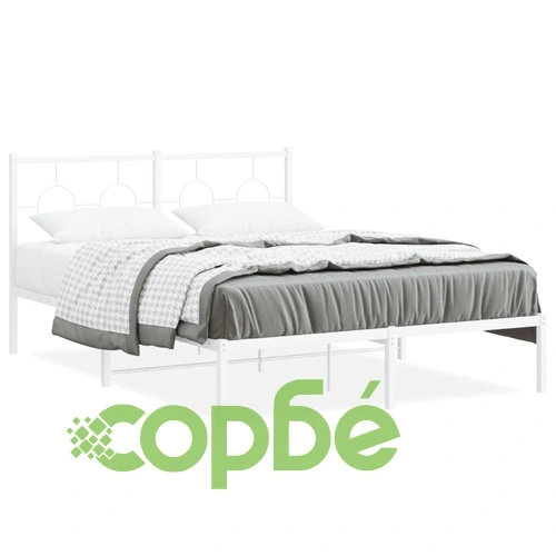 Метална рамка за легло с горна табла, бяла, 140x190 см ➤ топ цена ➤ sorbe.bg