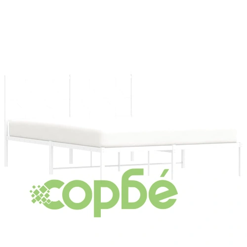 Метална рамка за легло с горна табла, бяла, 140x190 см ➤ топ цена ➤ sorbe.bg