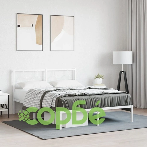 Метална рамка за легло с горна табла, бяла, 140x190 см ➤ топ цена ➤ sorbe.bg