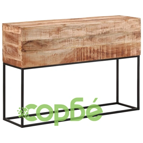 Конзолна маса, 110x30x75 cм, мангово грубо дърво масив и желязо ➤ топ цена ➤ sorbe.bg