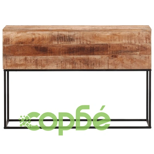 Конзолна маса, 110x30x75 cм, мангово грубо дърво масив и желязо ➤ топ цена ➤ sorbe.bg