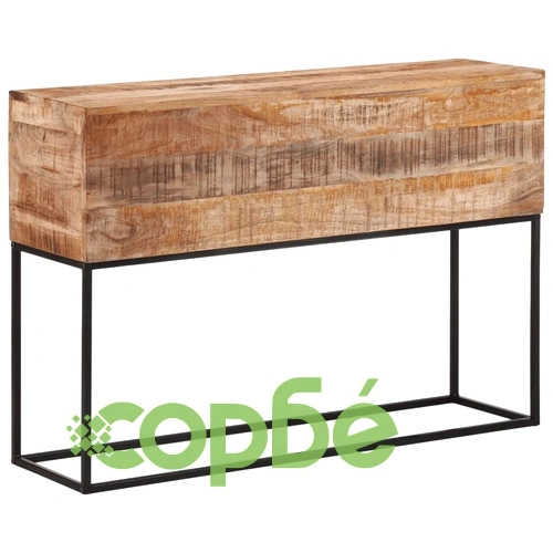 Конзолна маса, 110x30x75 cм, мангово грубо дърво масив и желязо ➤ топ цена ➤ sorbe.bg