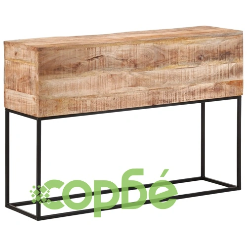 Конзолна маса, 110x30x75 cм, мангово грубо дърво масив и желязо ➤ топ цена ➤ sorbe.bg
