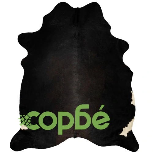 Килим, естествена телешка кожа, черен, 180x220 см ➤ топ цена ➤ sorbe.bg