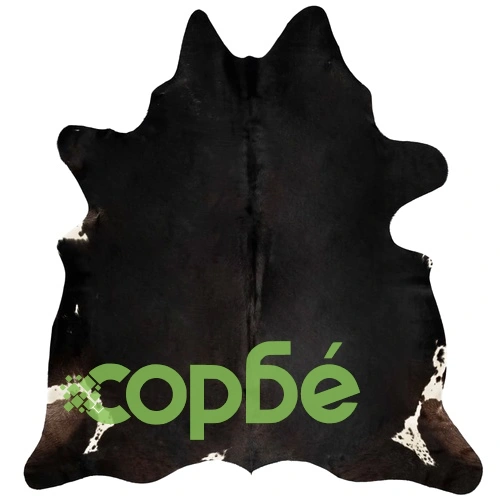 Килим, естествена телешка кожа, черен, 180x220 см ➤ топ цена ➤ sorbe.bg