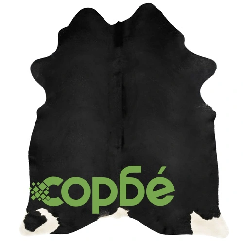 Килим, естествена телешка кожа, черен, 180x220 см ➤ топ цена ➤ sorbe.bg