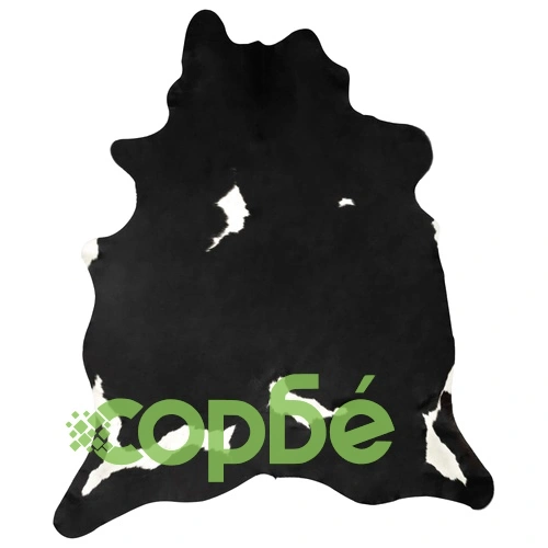 Килим, естествена телешка кожа, черно и бяло, 180x220 см ➤ топ цена ➤ sorbe.bg