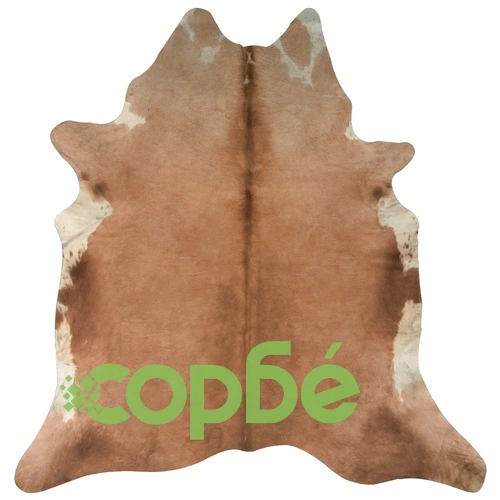 Килим, естествена телешка кожа, кафяво и бяло, 180x220 см ➤ топ цена ➤ sorbe.bg