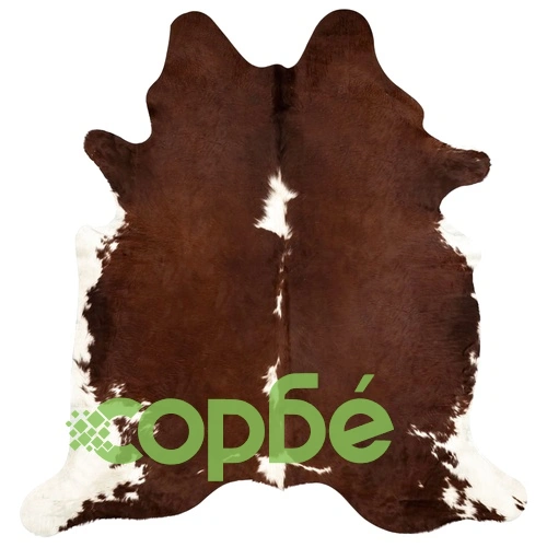 Килим, естествена телешка кожа, кафяво и бяло, 180x220 см ➤ топ цена ➤ sorbe.bg