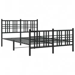 Метална рамка за легло с горна и долна табла, черна, 137x190 см