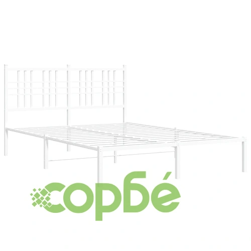Метална рамка за легло с горна табла, бяла, 140x200 см ➤ топ цена ➤ sorbe.bg