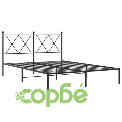 Метална рамка за легло с горна табла, черна, 140x190 см ➤ топ цена ➤ sorbe.bg