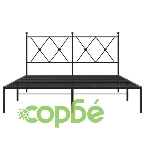 Метална рамка за легло с горна табла, черна, 140x190 см ➤ топ цена ➤ sorbe.bg