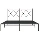 Метална рамка за легло с горна табла, черна, 140x190 см