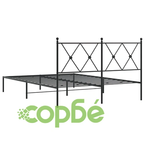 Метална рамка за легло с горна табла, черна, 140x190 см ➤ топ цена ➤ sorbe.bg