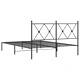 Метална рамка за легло с горна табла, черна, 140x190 см