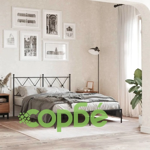 Метална рамка за легло с горна табла, черна, 140x190 см ➤ топ цена ➤ sorbe.bg