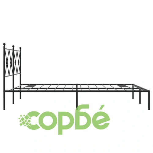 Метална рамка за легло с горна табла, черна, 160x200 см ➤ топ цена ➤ sorbe.bg