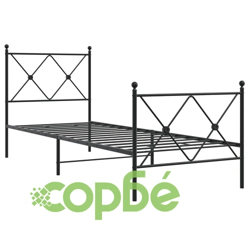Метална рамка за легло с горна и долна табла, черна, 80x200 см ➤ топ цена ➤ sorbe.bg