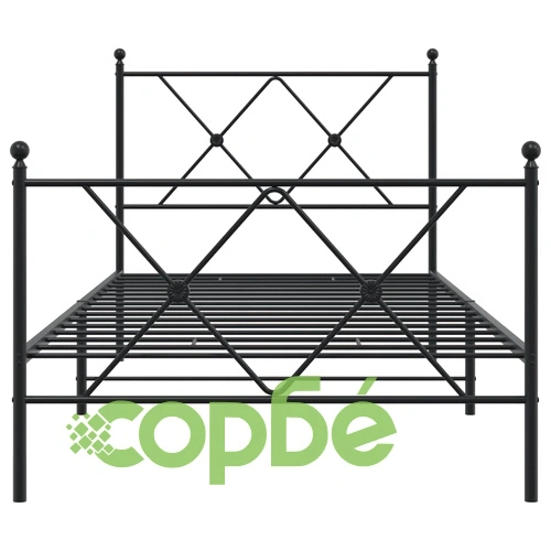 Метална рамка за легло с горна и долна табла, черна, 90x200 см ➤ топ цена ➤ sorbe.bg