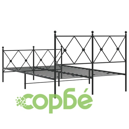 Метална рамка за легло с горна и долна табла, черна, 120x200 см ➤ топ цена ➤ sorbe.bg