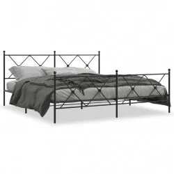 Метална рамка за легло с горна и долна табла, черна, 180x200 см