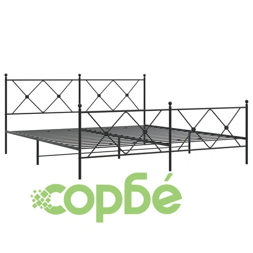 Метална рамка за легло с горна и долна табла, черна, 183x213 см ➤ топ цена ➤ sorbe.bg