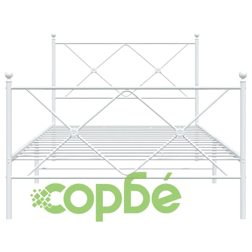 Метална рамка за легло с горна и долна табла, бяла, 100x190 см ➤ топ цена ➤ sorbe.bg