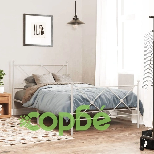 Метална рамка за легло с горна и долна табла, бяла, 100x190 см ➤ топ цена ➤ sorbe.bg