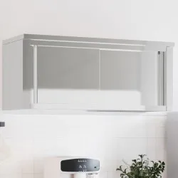 Кухненски стенен шкаф с плъзгащи се врати, неръждаема стомана