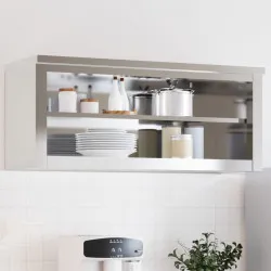 Кухненски стенен шкаф с рафт, неръждаема стомана