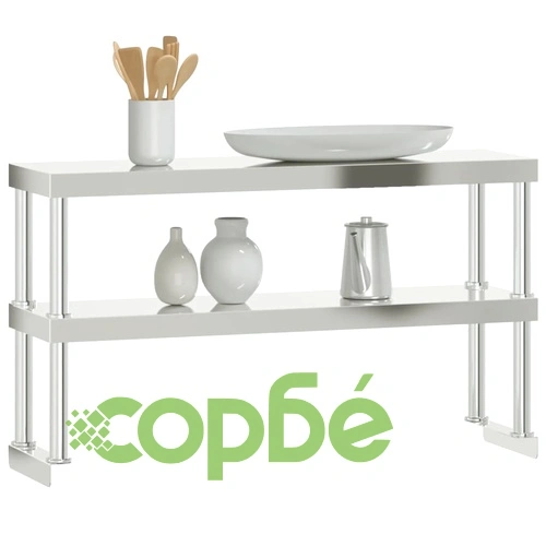 Работна маса, 2 нива, 110x30x65 см, неръждаема стомана ➤ топ цена ➤ sorbe.bg