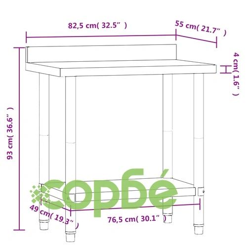 Кухненска работна маса с гръб 82,5x55x93 см неръждаема стомана ➤ топ цена ➤ sorbe.bg