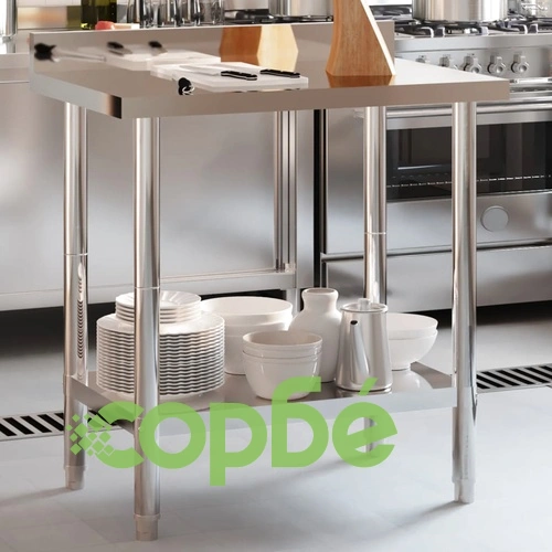 Кухненска работна маса с гръб 82,5x55x93 см неръждаема стомана ➤ топ цена ➤ sorbe.bg