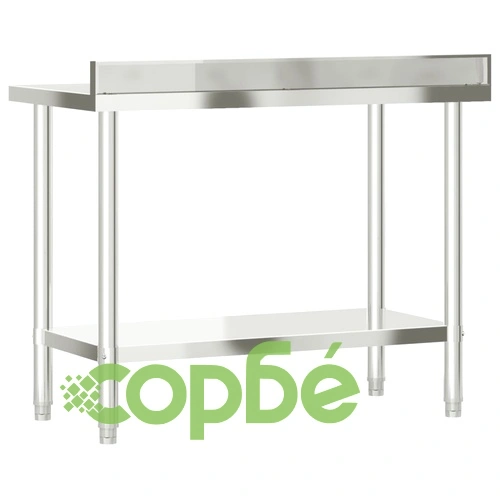 Кухненска работна маса с гръб 110x55x93 см неръждаема стомана ➤ топ цена ➤ sorbe.bg