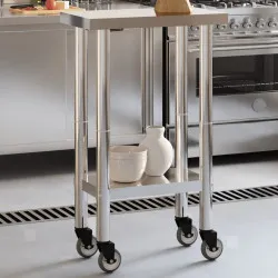 Кухненска работна маса с колелца 55x30x85 см неръждаема стомана