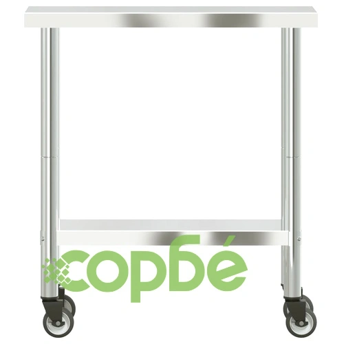 Кухненска работна маса с колелца, 82,5x30x85 см, инокс ➤ топ цена ➤ sorbe.bg