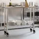 Кухненска работна маса с колелца, 110x30x85 см, инокс